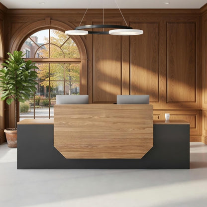 Modern Reception Desk with Counter,Large Front Desk L Shaped Reception Counter with 2 Lockable Drawers and 2 Mobile Storage Cabinets,Receptionist Desks for Office,Salon,or Retail, Checkout Counter