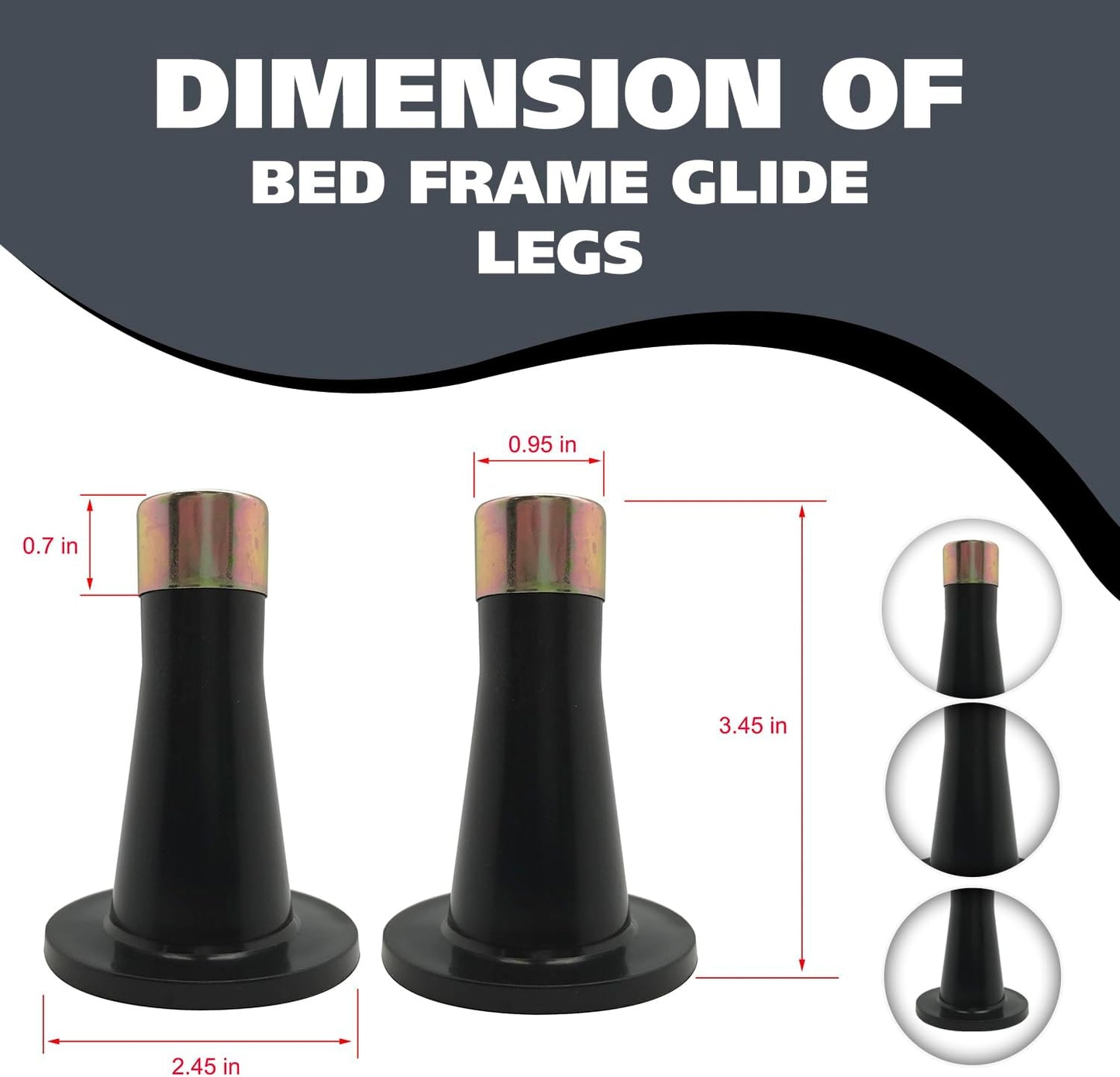 Kings Brand Furniture - Plastic Bed Frame Glide Legs | Set of 6 Replacement Feet for Bed Frame Wheels