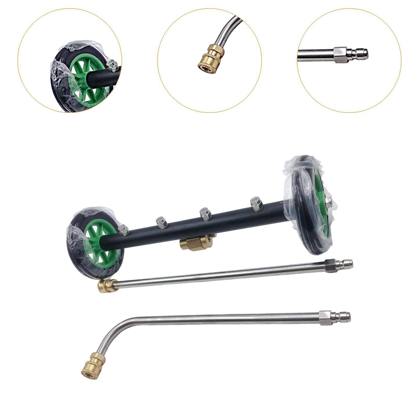 Undercarriage Cleaner Underbody Car Wash Water Broom High Reliability Surface Cleaner Attachment Pressure Washer for Sidewalk, with 2 Poles