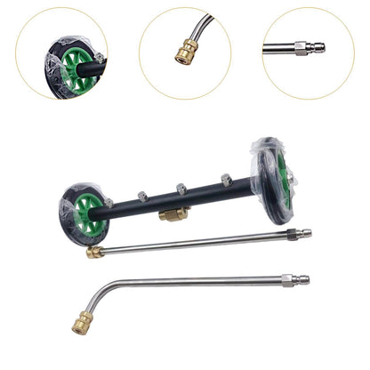 TRELVEX Undercarriage Cleaner Underbody Car Wash Water Broom, Surface Cleaner Attachment Pressure Washer for Patio RV, with 2 Poles