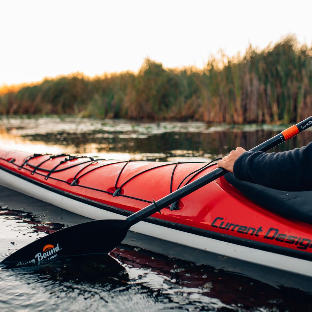 AQUA BOUND Sting Ray Carbon 2-Piece Kayak Paddle with Posi-Lok™ Ferrule, Carbon Shaft, Reinforced Nylon Dihedral Blades for Flatwater Touring and Kayak Fishing (240 cm)