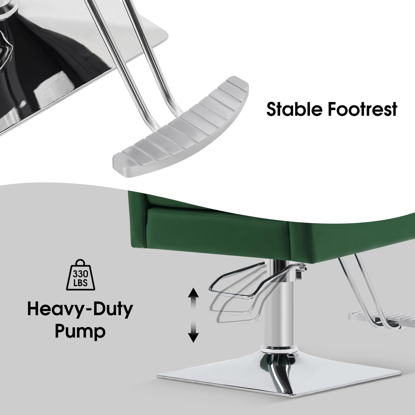 BarberPub Classic Salon Chair for Hair Stylist,Hydraulic Barber Styling Chair,Beauty Salon Spa Equipment 8818 (Green)