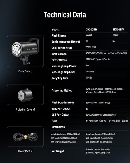 Godox 2-Pack SK300III-V 800Ws Studio Strobe Kit, 2026 Upgrade 300Ws 2.4G Wireless Flash 2-Light Set with Reflector, AT-16 Trigger 2xSoftbox 2xUmbrella 2xLight Stand for Professional Studio Photography