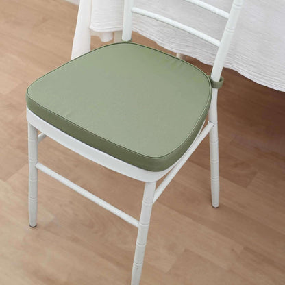 2" Efavormart Dusty Sage Green Chiavari Chair Pad, Memory Foam Seat Cushion with Ties and Removable Cover Thick