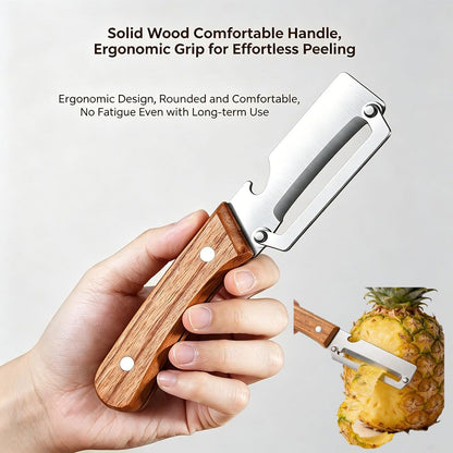 2 Pack 2 in 1 Multi Functional Vegetable Peelers, Kitchen Tool with Wooden Handl and Bottle Opener,Stainless Steel Potato Peelers, Kitchen Fruit & Veggie Peelers with Ergonomic Grip