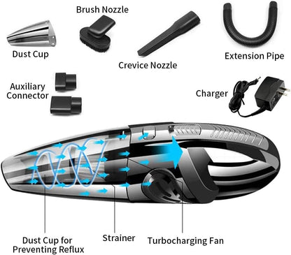 Handheld Vacuum Cordless, Portable Wet Dry Cleaner for Car Home, Pet Hair, Rechargeable 2200mAh Lithium Battery, 120W