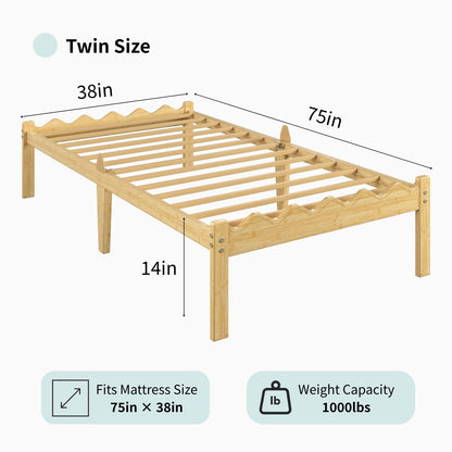 FSCHOS 14 Inch Bamboo Twin Bed Frame, Platform Wood