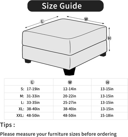 20"-22" Stretch Ottoman Cover Rectangular Waterproof Medium Printed Footstool Cover Fit Width Foot Stool Ottoman