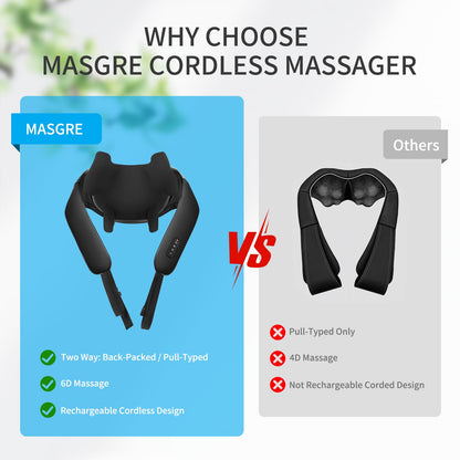 Neck Massager with Heat - Cordless Shiatsu Neck and Back Massager for Pain Relief Deep Tissue, Rechargeable 6D Kneading Brushless Motor Shoulder Massage Gifts for Women Men Home Office Car Christmas