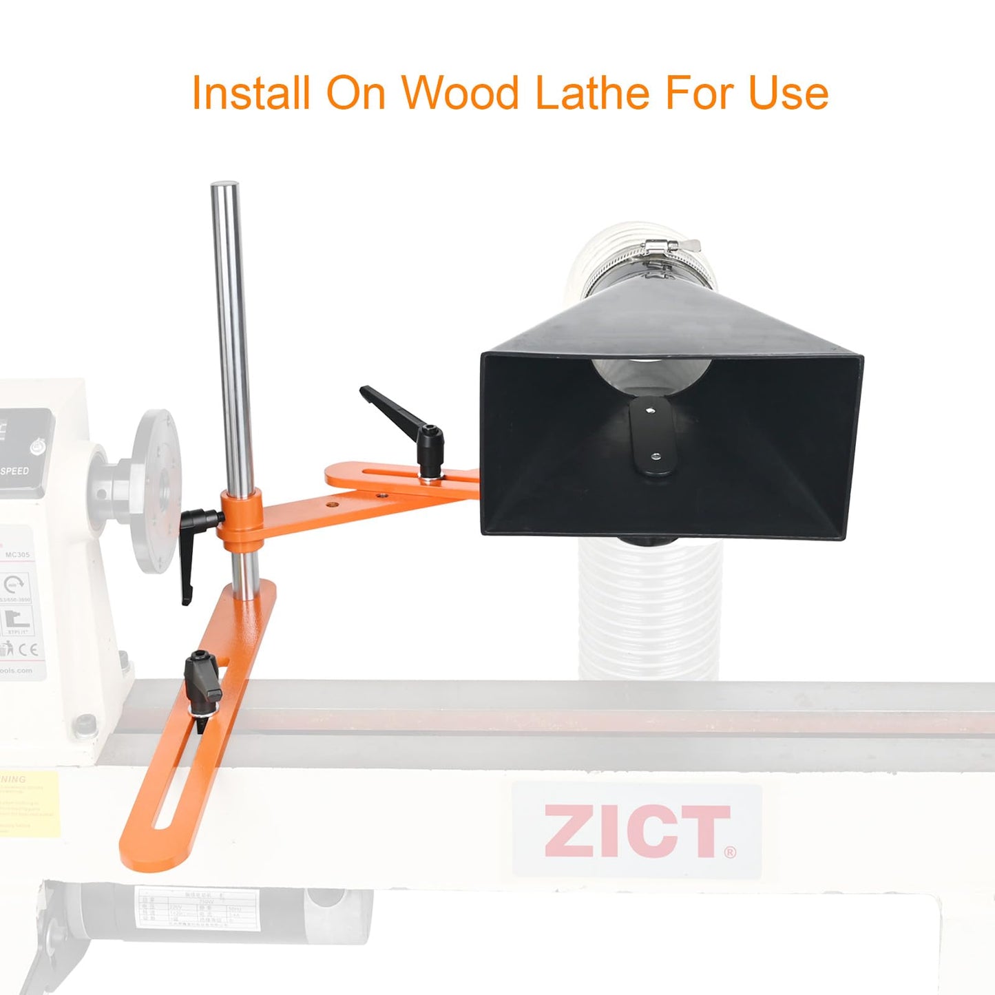 ZICT Dust Hood Stand with Folding Extension Arm, Wood Lathe Dust Hood Collection fittings, Dust Collector Accessories