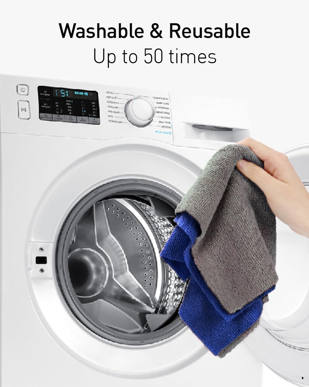 Fantasticlean Microfiber Cleaning Cloth Roll -150 Pack, Tear Away Microfiber Towels, 12" x 12", Reusable, Washable, Ultra Absorbent Dishcloth for Home Supplies, Car, Pet, Kitchen (2 Rolls of Grey)