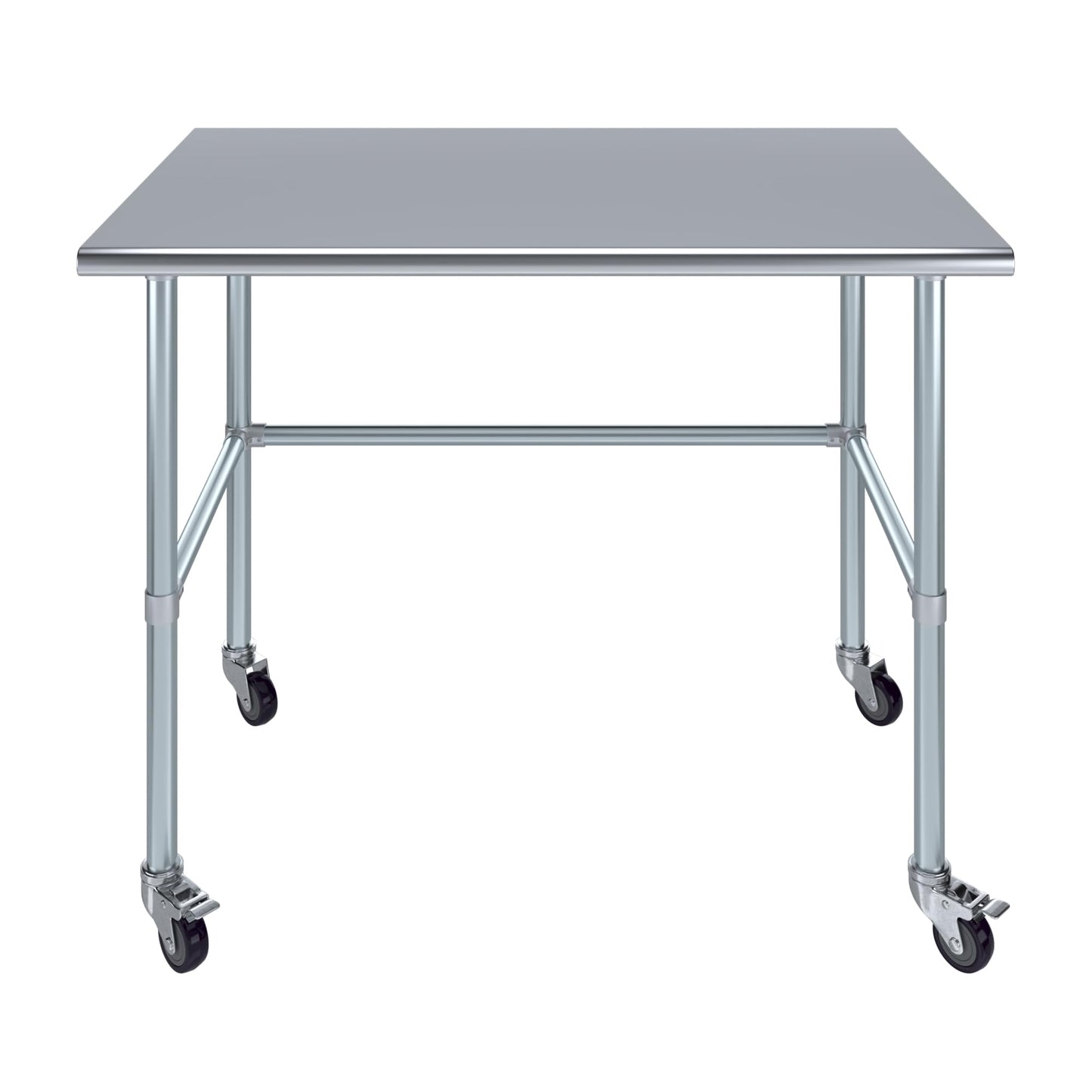 AmGood 30" X 48" Stainless Steel Work Table - with Open Base & Wheels | Food Prep | Utility Work Station | NSF Certified
