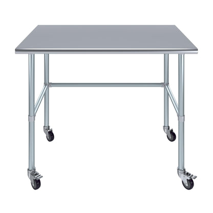 AmGood 30" X 48" Stainless Steel Work Table - with Open Base & Wheels | Food Prep | Utility Work Station | NSF Certified
