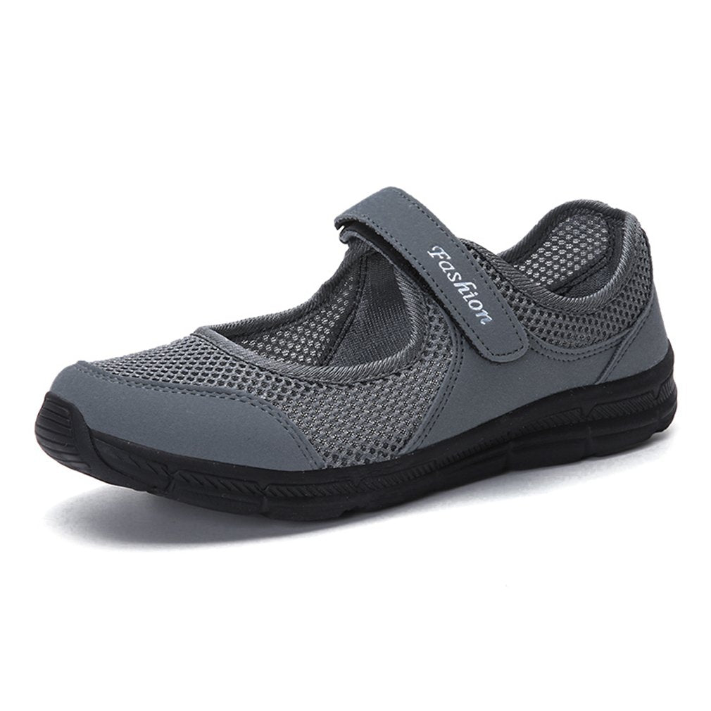 Women's Casual Walking Sneakers - Lightweight Breathable Flat Shoes (8, Grey)