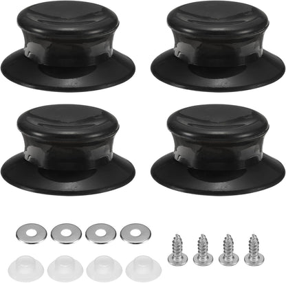 uxcell 4pcs Replacement Knob for Pot Pan Lids, Plastic Cover Holding Handles for Skillets and Cookware (Black)