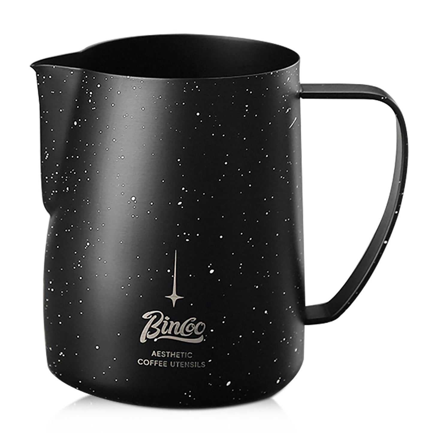Bincoo Star Milk Frothing Pitcher 21oz/600ml,Espresso Steaming Pitcher,Espresso Machine Accessories,Milk Frother cup,Milk Coffee Cappuccino Latte Art for Home Coffee Bar(Black 20oz)