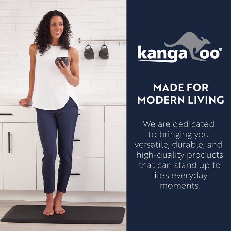 KANGAROO Anti Fatigue Mats for Kitchen Floor, 39x20, Reduce Foot, Knee, Back Pressure, 3/4 Inch Thick Cushioned Ergonomic Mat, Waterproof Comfort Rug for Under Sink, Standing Desk, Store Floors, Beige