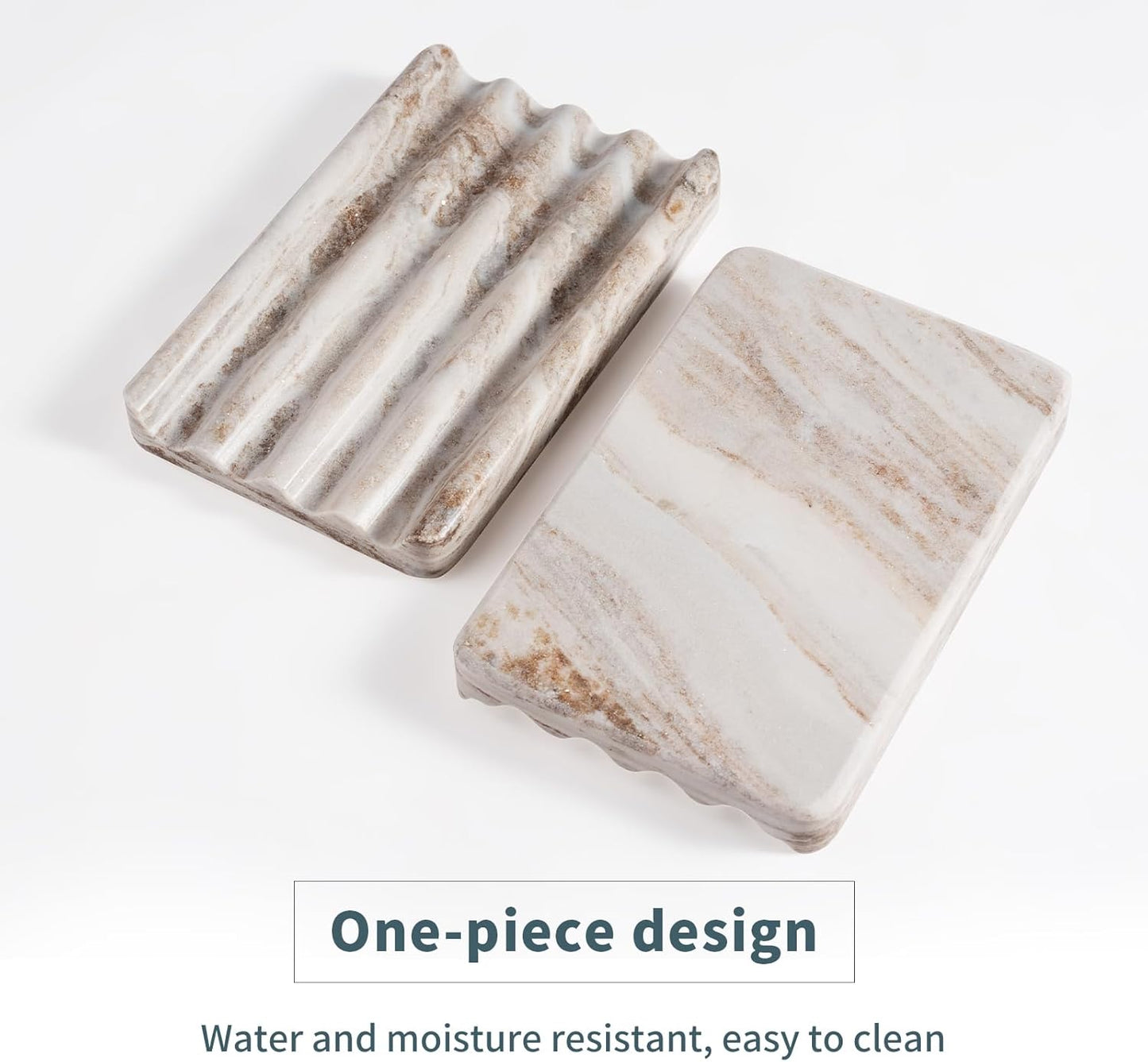2 Countertop, Pcs Soap Dish for Bathroom, Marble Bar Soap Holder for Kitchen Soap Tray with Wavy Design, Soap Saver