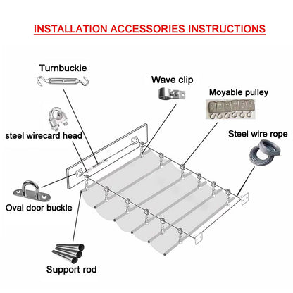 Wave Shade Sail Awning，Retractable Wave Shade Sails，Retractable Sun Shade Canopy Cover Sliding Wave Shade Sail for Pergola Patio Deck Yard Gazebo Outdoor(W1*L14m/W3.28*L45.93ft)