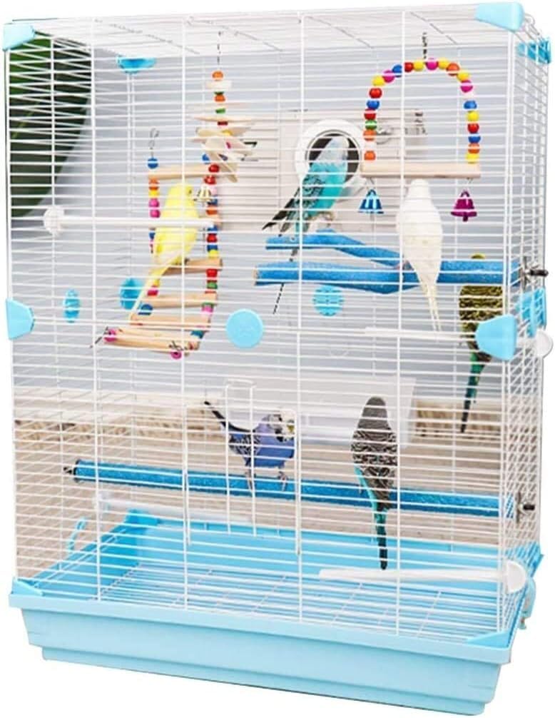Professional Birdcage Pet Supplies Bird Carrier Gardening Decor Parrot Cages for Large Birds,Decorative Bird Cages Home Decor,Large Household Bird Cage,Luxury Pet Bird Villa(Blue C)