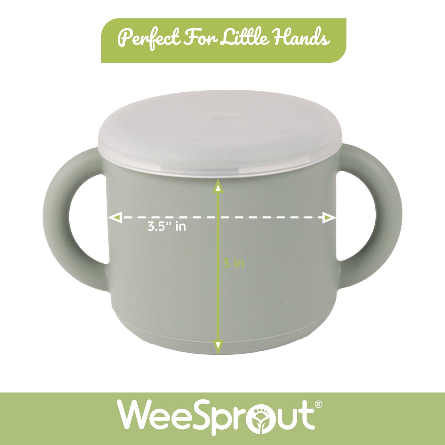 WeeSprout Snack Containers, Food Grade Silicone Cups, Spill-Proof Tops For Toddlers and Babies, Premium Hard Plastic Travel Lids, Dishwasher Safe, Set of 2 Snack Catchers
