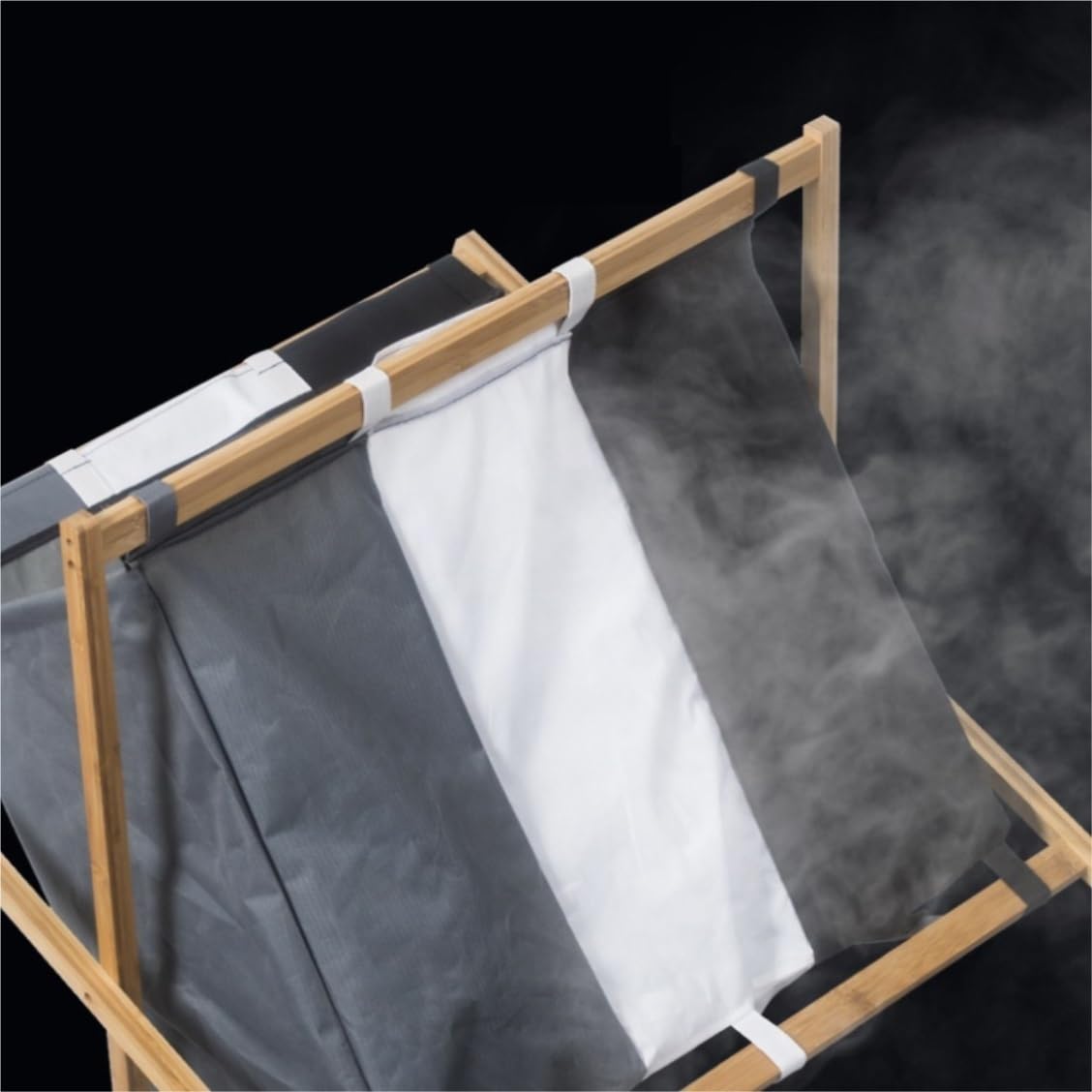 PXIWDAN Laundry Basket Bamboo Laundry Hamper 3 Section Felt Compartment Sorter Bag Basket Removable Clothes Wooden Clothes Hamper