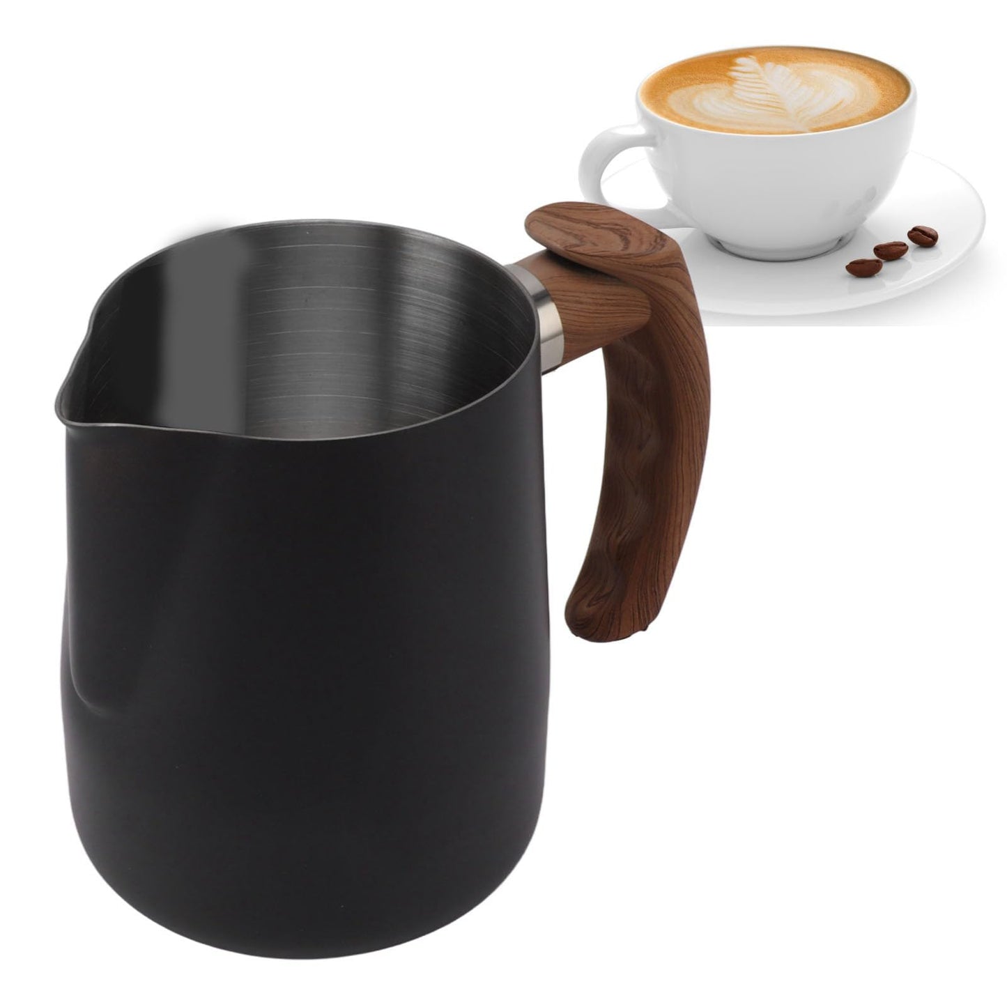 Tomotato Milk Frothing Pitcher, 34oz Barista Steaming Cup with Measurement Scale, Dripless Spout, Ergonomic Handle for Espresso, Cappuccino, Latte Art, Ideal for Home, Cafe, Office Use