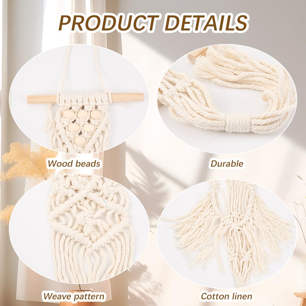 CREATCABIN Ukulele Wall Mount Hanger White Macrame Guitar Wall Hanger 7.87" x 37.4" Cotton Boho Hanging Stand Holders Hangers Alternative Kit with Wood Head for Acoustic Electric Guitars Walls Decor