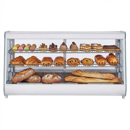 Towallmark 8.1 Cu.Ft. Refrigerated Display Case, 100L Countertop Pastry Display with LED Lighting, TURBO Cooling & Frost-Free Air-Cooling, 2-Tier Commercial Cake Refrigerator for Bakery & Dessert Shop