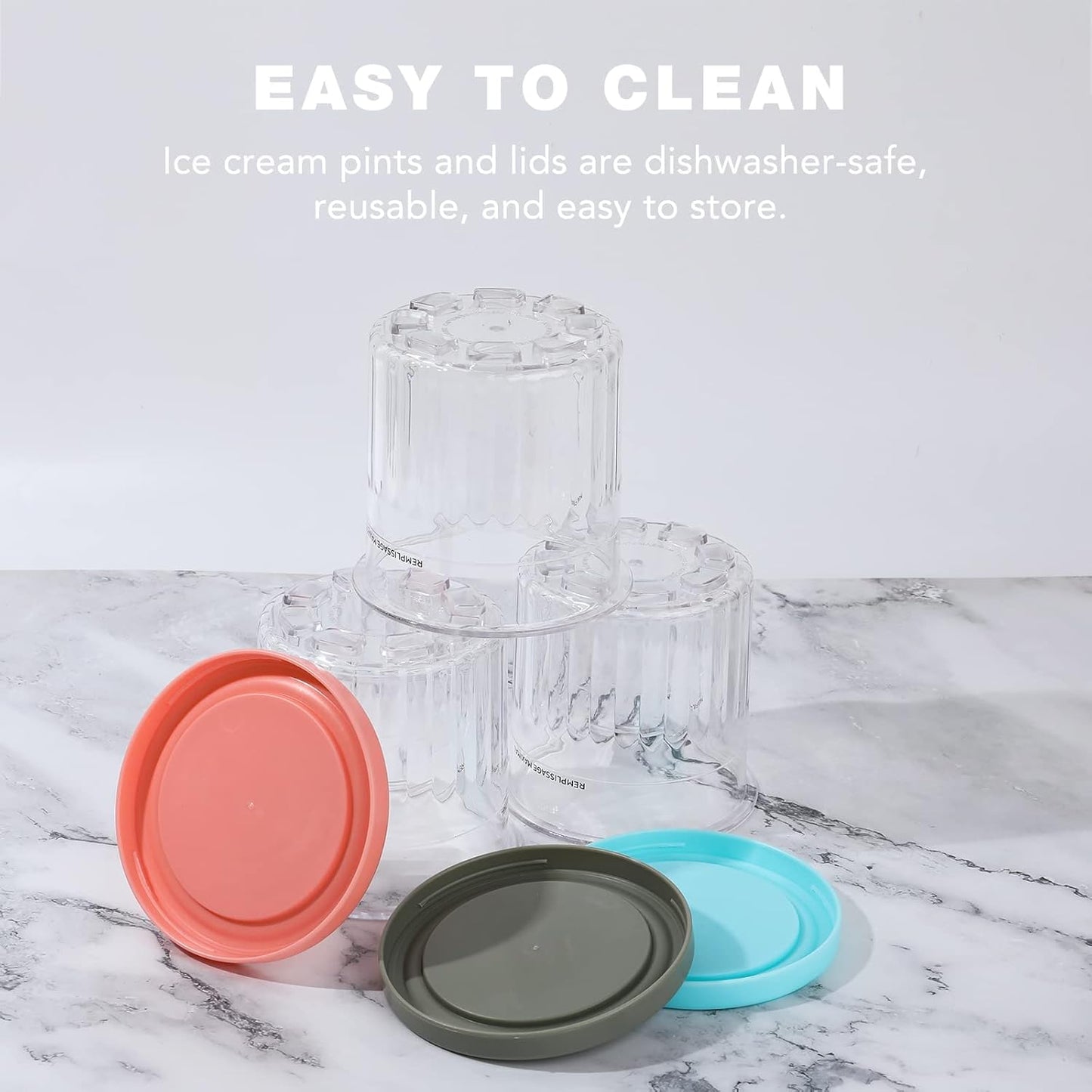 4 16oz NC301 NC300 NC299AMZ LP Pcs Ice Cream Pints Containers and Lids, Cups Compatible with Series Creami Makers