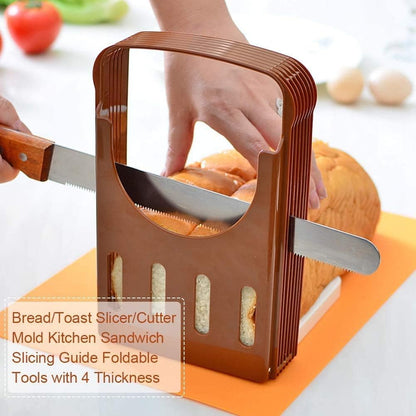 Kitchen Toast Slicer, Folding Bread Cutter Sandwich Maker with 4 Thickness for Homemade Bread