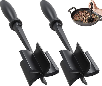 Meat Chopper and Masher, Premium Heat Resistant Masher and Smasher for Hamburger Meat, Ground Beef, Ground Turkey and More, Nylon Ground Beef Chopper Tool and Meat Fork, Non Stick Mix Chopper