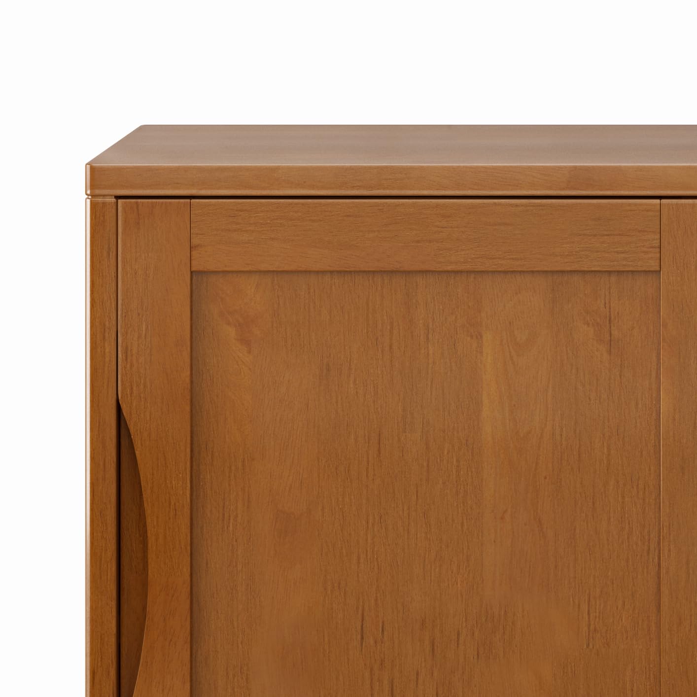 SIMPLIHOME Harper Storage Cabinet - 30 inch Wide Solid Hardwood 2-Shelf Low Console Cabinet in Teak Brown, Mid-Century Modern Cupboard for Living Room with Sliding Doors and Adjustable Shelves