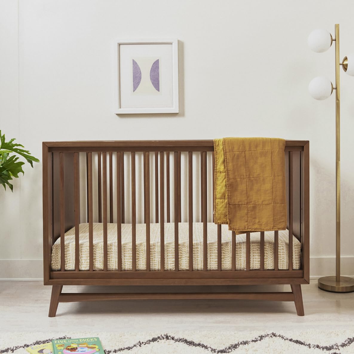 Babyletto Peggy 3-in-1 Convertible Crib with Toddler Bed Conversion Kit in Natural Walnut, Greenguard Gold Certified