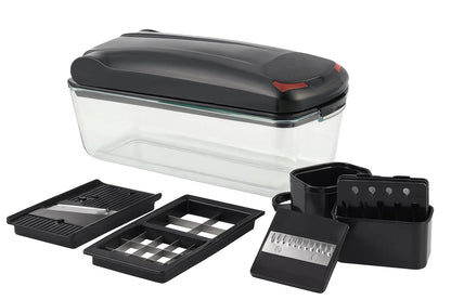 Le'raze 13-in-1 Vegetable Chopper Pro with Glass Container, Stainless Steel Blades, BPA-Free, Mandoline Slicer, Manual