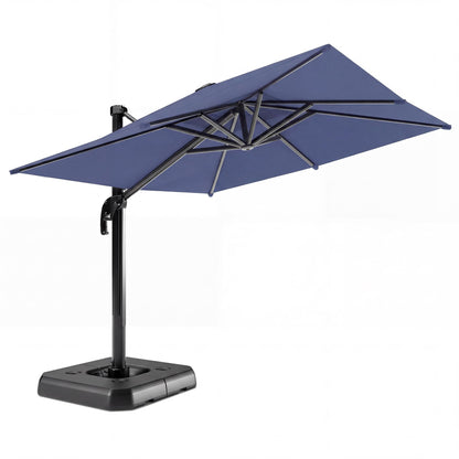 EO Living 11 Feet Patio Umbrella Outdoor Cantilever Square Umbrella Heavy Duty Aluminum Offset Umbrella with 360-degree Rotation for Garden Deck Pool Patio（Squre Blue）