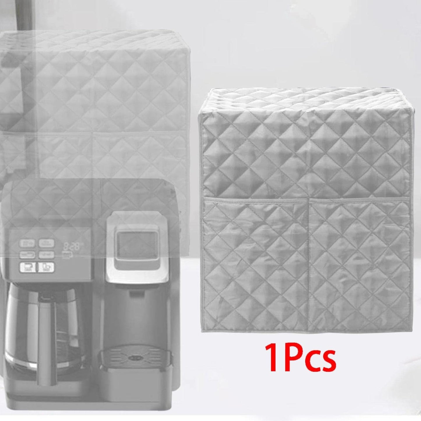 Espresso Machine Quilted Protective Cover, Washable Dust Cover for Kitchen Appliances, Grey Coffee Machine Cover
