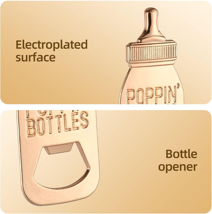 24 Packaging 24pcs) pcs Baby Shower Return Gifts for Guest Supplies Poppin Baby Bottle Shaped Bottle Opener Wedding