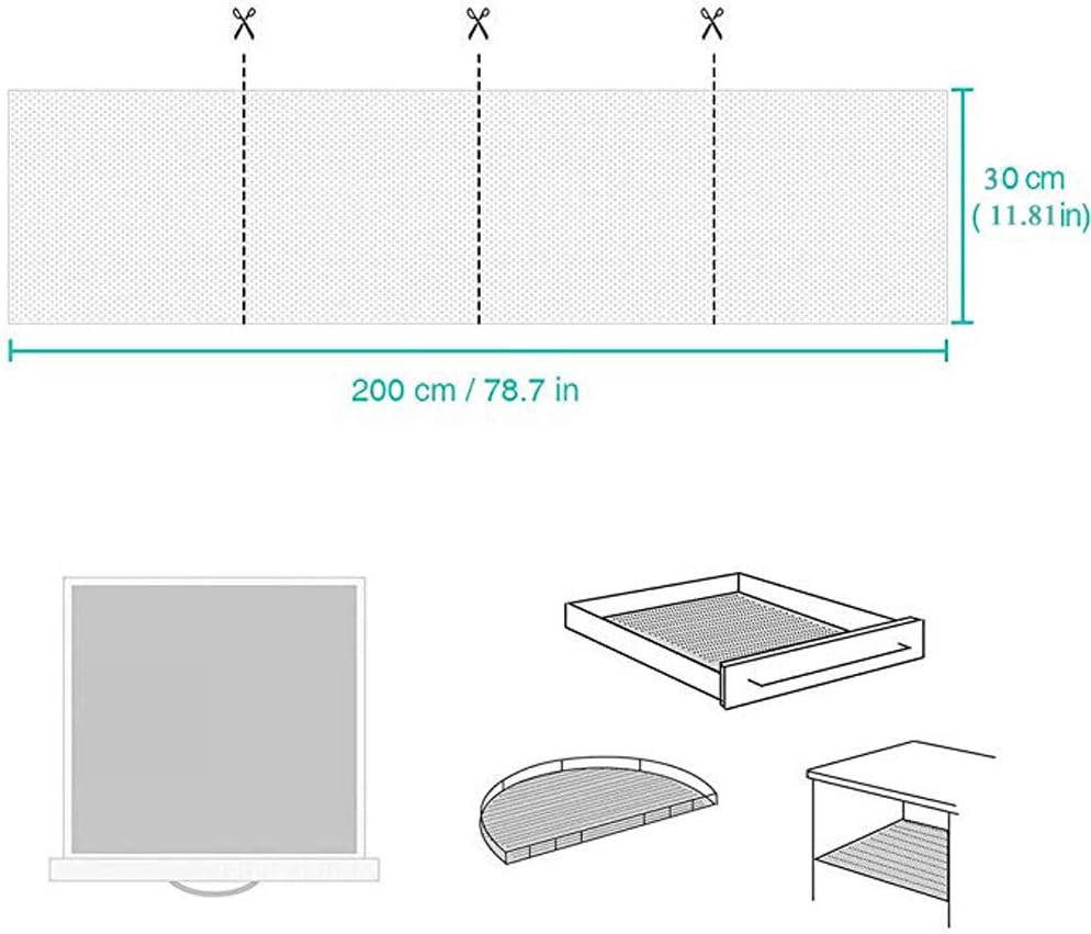 Shelf Liner Drawer Liner Non-Slip Mat - 12" x 6.5’ Grid Pattern PVC Non-Adhesive Grip Liner for Kitchen Cabinets