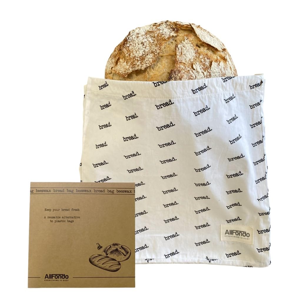 XXL Reusable Sourdough Bread Bag | Beeswax Bags for Homemade Bread | Cotton Beeswax Lined bags for Sourdough | Storage Accessories | Stripes (2 Layers)