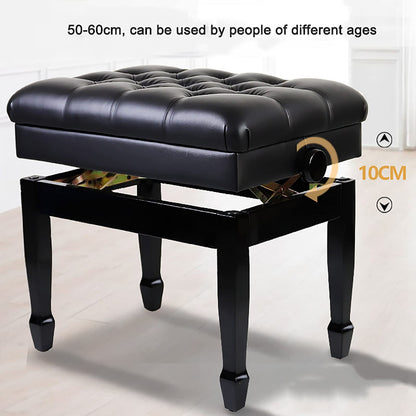 Leather Piano Bench Deluxe with Music Storage Height Adjustable Stool Comfortable Widened Cushion for Home & Professional Use zwart (zwart One Size)