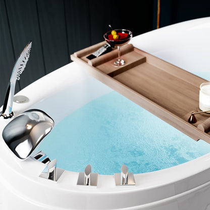 Empava Whirlpool Tub,48 in Freestanding Air Jetted Bathtub, Japanese Soaking Tub with Pre-Molded Seat, 36 Air Jets for Spa-Like Relaxation, Glossy White Luxury Acrylic Design