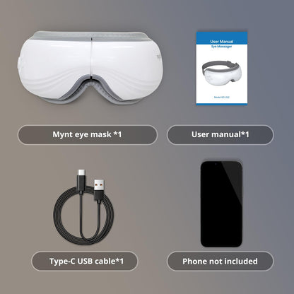 Mynt 5-Mode Eye Massager with Heat and Bluetooth Capability for Dry Eyes Relief, Folding Heated Eye Massager, Eye Massage with Voice Announcement, Heated Eye Mask Massager, Mothers and Father Day gift