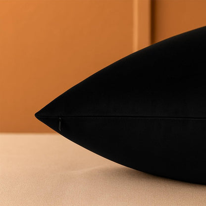 Set of 2 Black Velvet Throw Pillow Covers 18 x 18 Inch - Soft Decorative Cushion Covers for Sofa, Couch, Bed - Square Pillowcases with Hidden Zipper