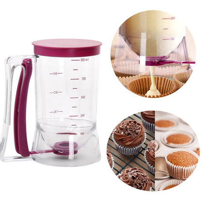 Pancake Batter Dispenser, Pancake Dispenser with Measuring Label, Plastic Batter Dispenser with Cleaning Brush for Cupcakes, Waffles, Muffin Mix, or Any Baked Goods