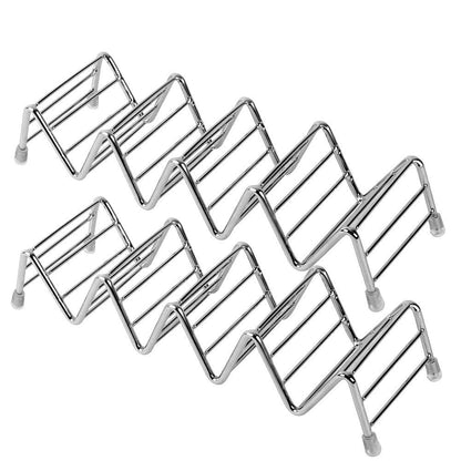 Stainless Steel Taco Holders 2-Pack, Holds 4 Tacos Each, Grill & Oven Safe Taco Shell Stands for Taco Bar Gifts & Accessories, Dishwasher Safe