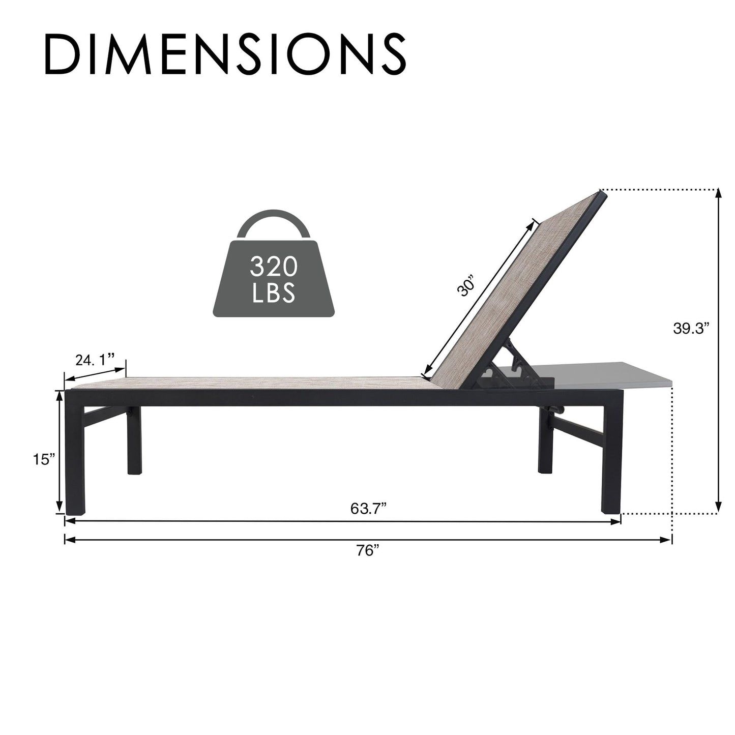 Kozyard 2-Piece Outdoor Chaise Lounge, Powder-Coated Aluminum Frame and Textilene Fabric, Adjustable Reclining Patio Lounger for Poolside, Sunbathing & Backyard (Beige)