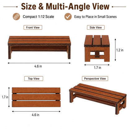 DECHOUS 2 Pack Miniature Wooden Bench for Dollhouse Furniture - Fairy Garden Bench Dollhouse Accessories for Doll House Garden Park Decoration