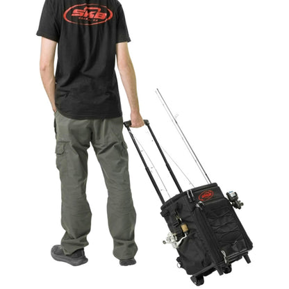 SKB Tak-Pak Backpack with Wheels, Removable Straps, and Retractable Pull Handle, Rolling Tackle Box with 4 Drawers and 5 Exterior Pockets, Black