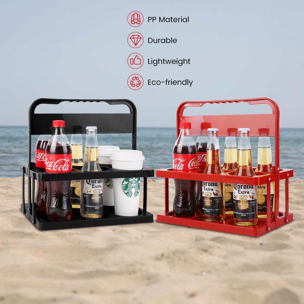 musbus Portable Drink Carrier Suitable for Doordash Accessories Grubhub Postmates Drivers, Reusable Cup Holder with Handle,Perfect Plastic take Out Carriers delivery, Black, (112)